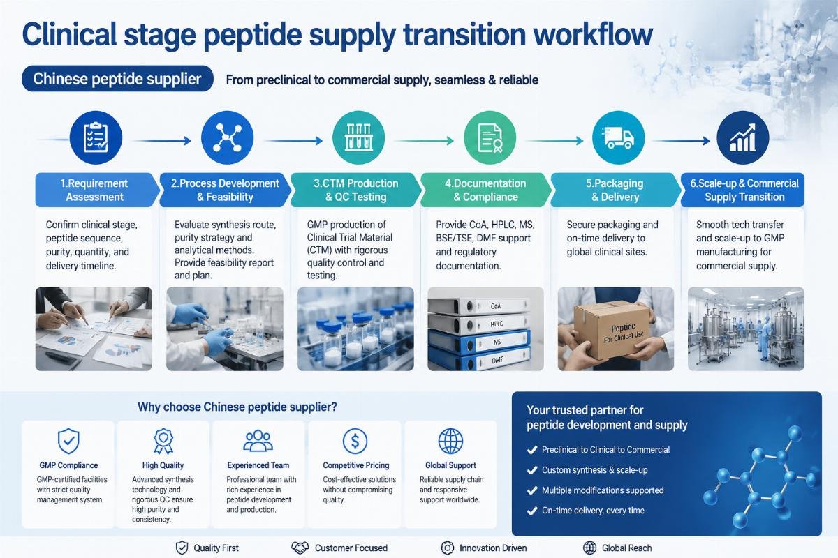 Chinese peptide supplier Clinical stage peptide supply transition workflow