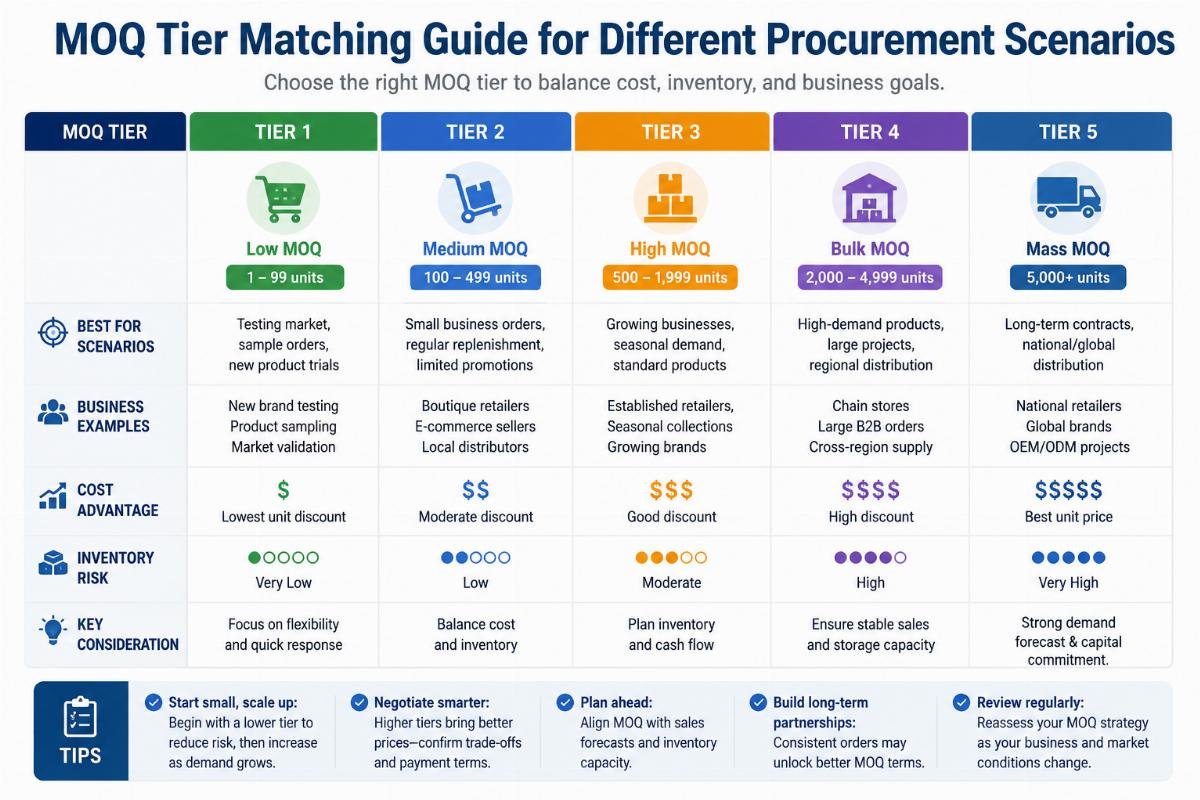 MOQ tier matching guide for different procurement scenarios