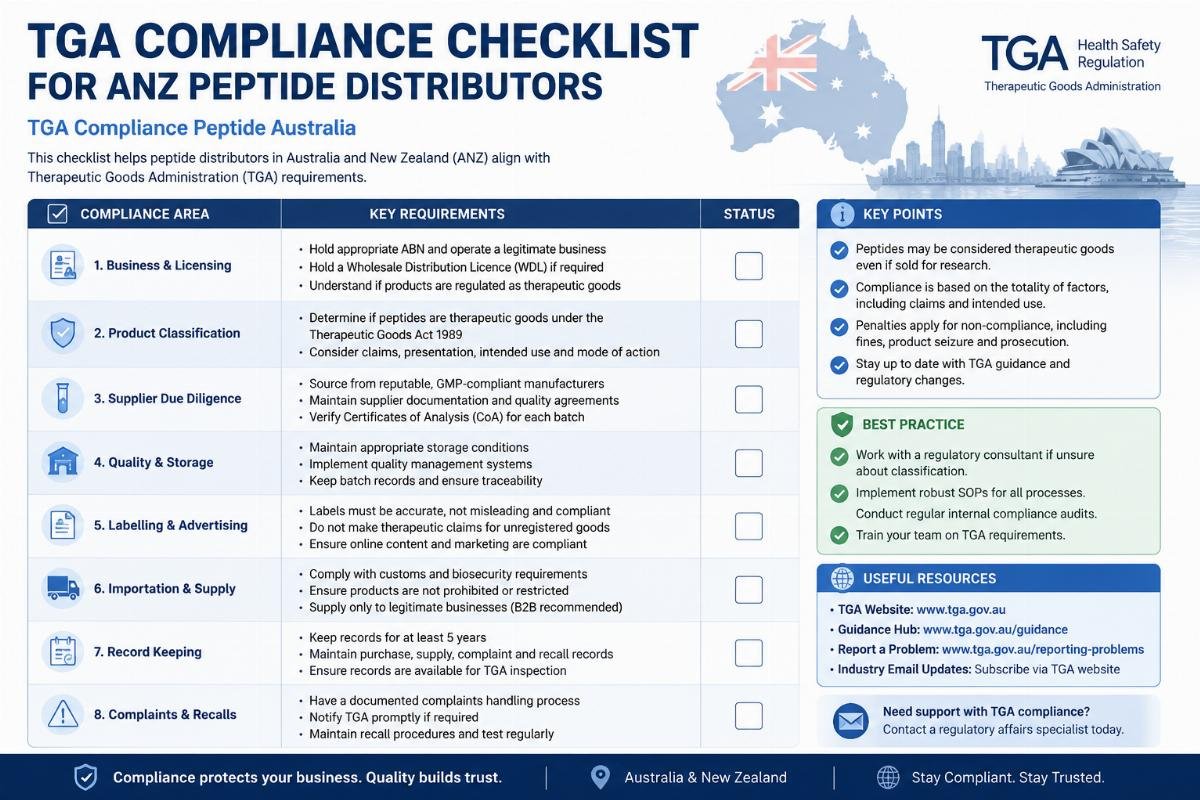 How to Ensure TGA Compliance for ANZ Peptide Distribution with Chinese Suppliers