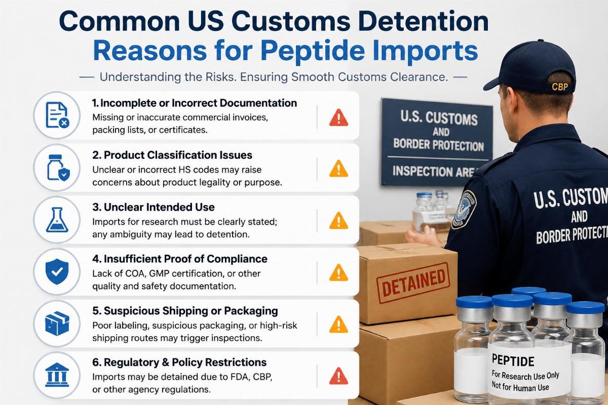 US peptide import customs detention risks Common US customs detention reasons for peptide imports